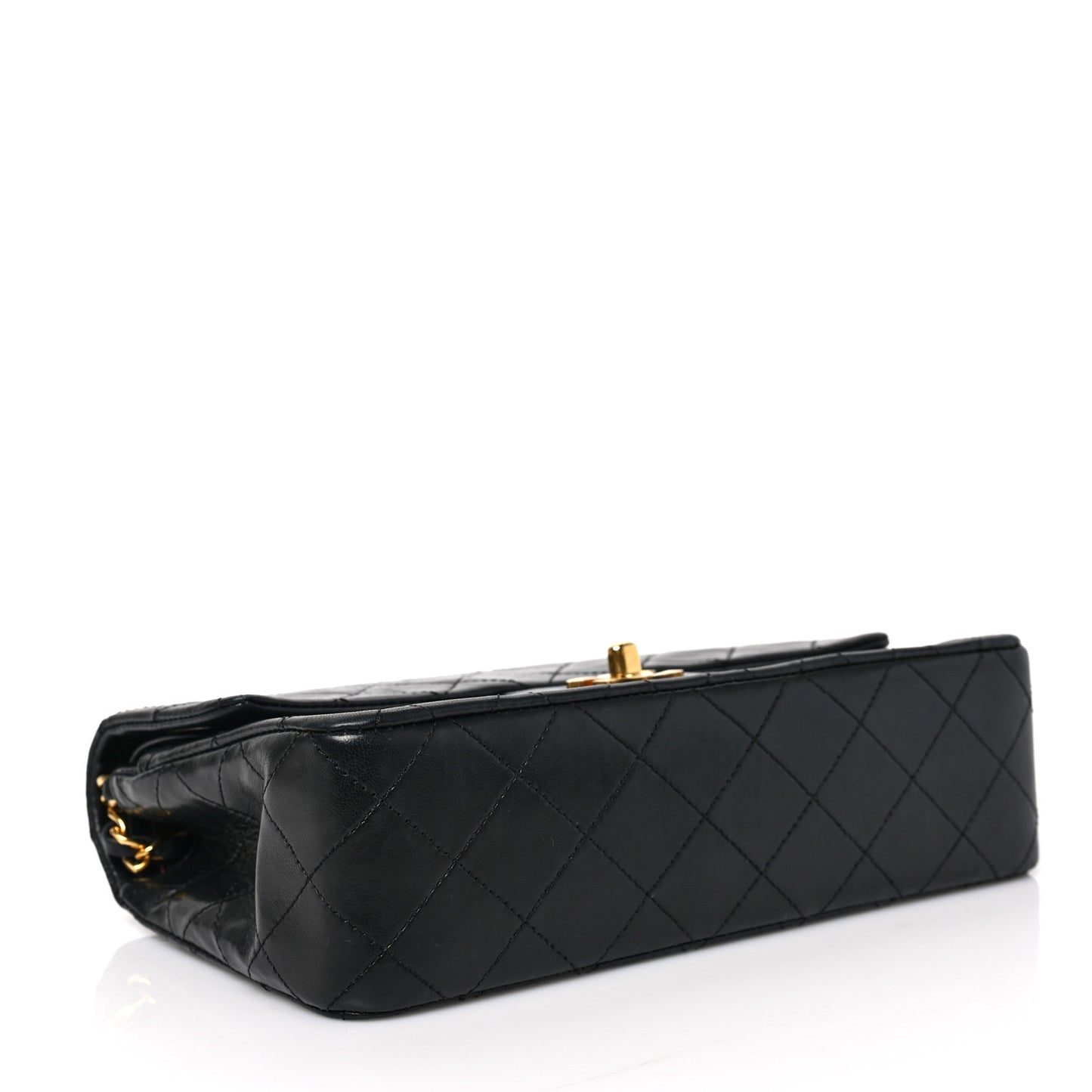 Lambskin Quilted Small Double Flap Black