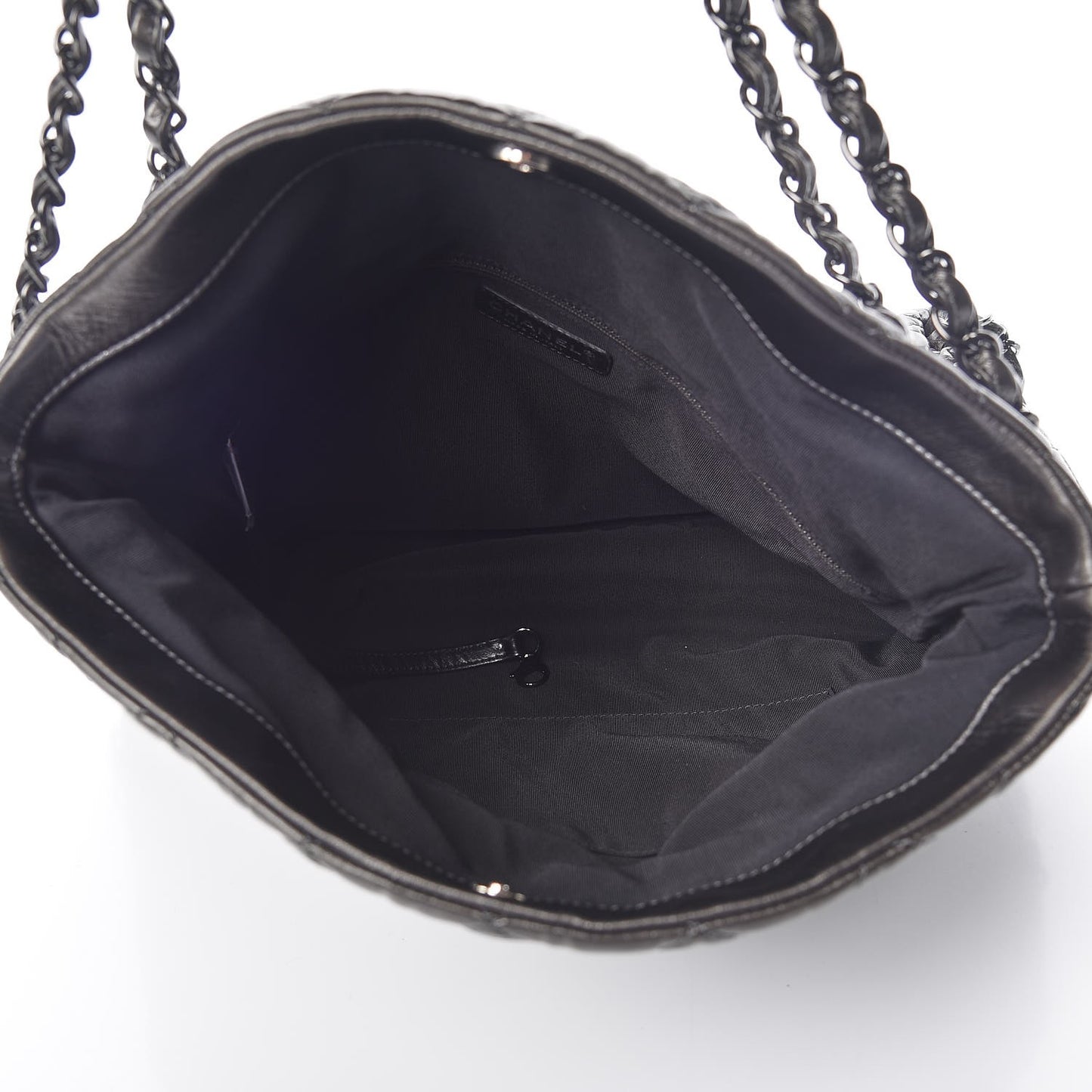 Metallic Calfskin Quilted Large Chain Me Hobo Dark Grey