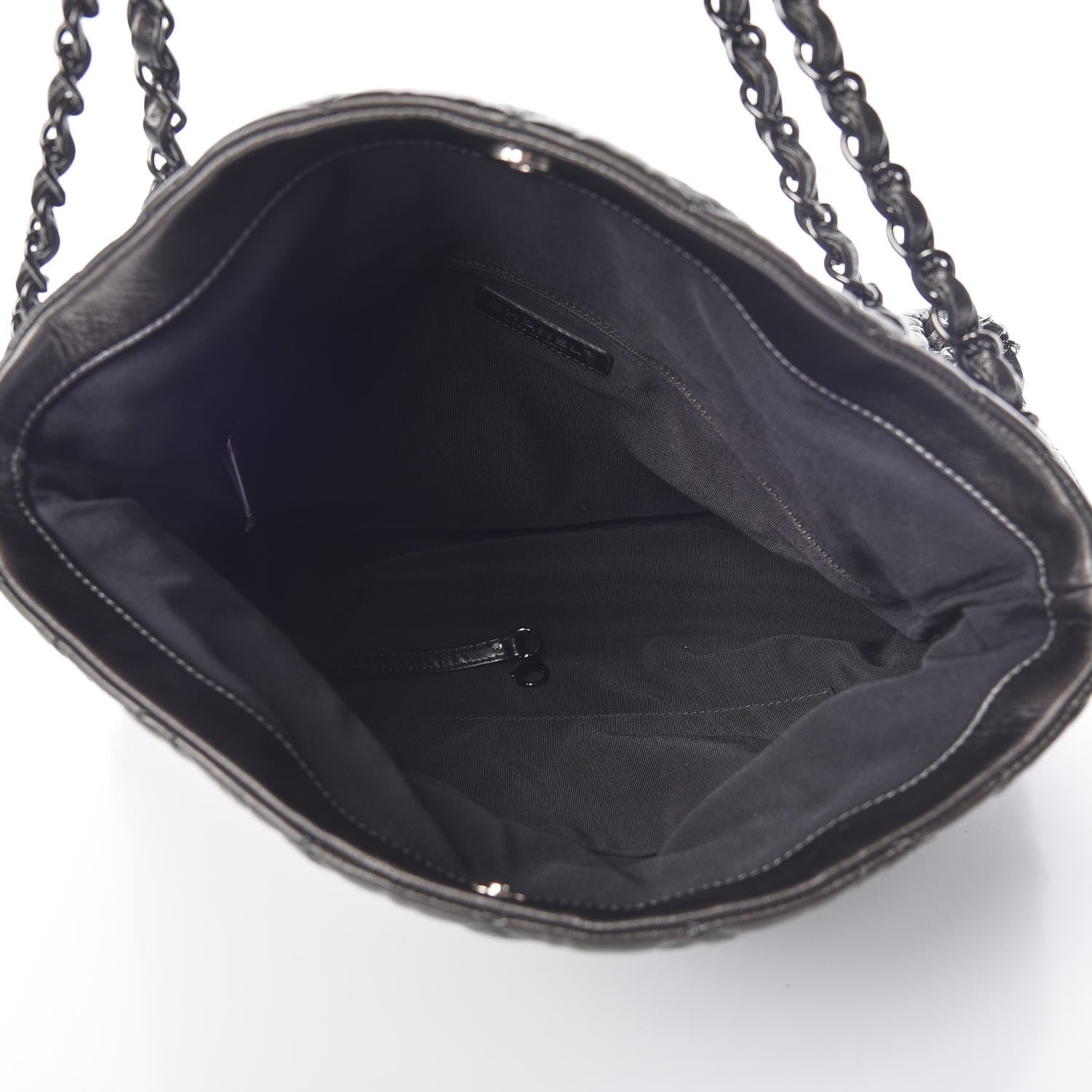 Chanel Metallic Calfskin Quilted Large Chain Me Hobo Dark Grey 5 of 7