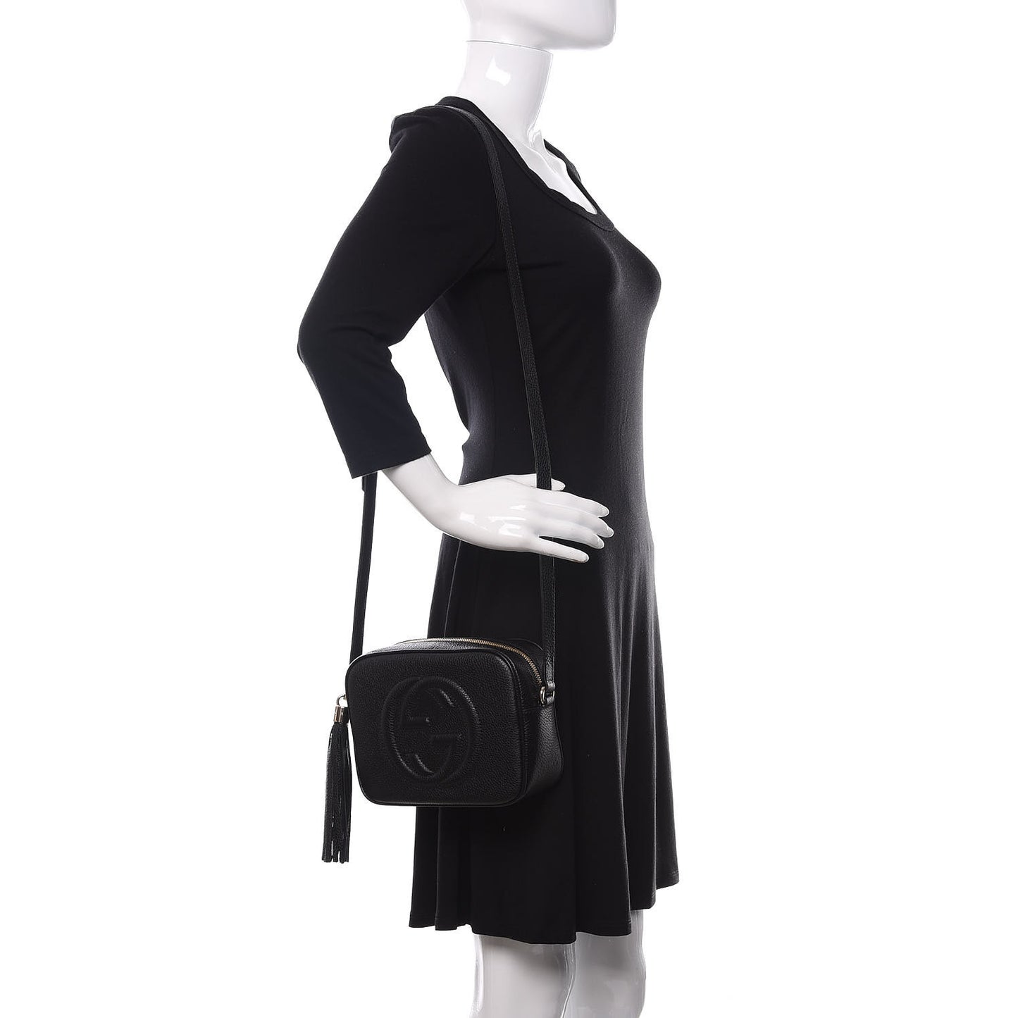 Pebbled Calfskin Small Soho Disco Bag Black