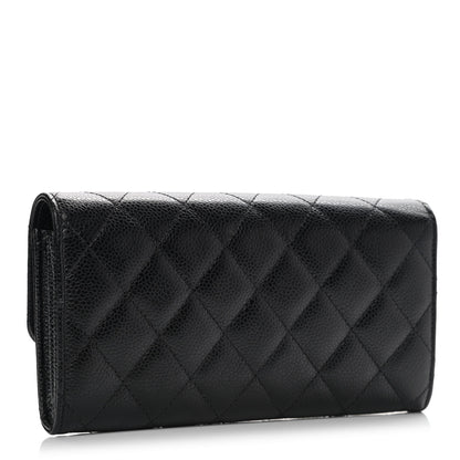 Chanel Caviar Quilted Large Gusset Flap Wallet Black 3 of 9