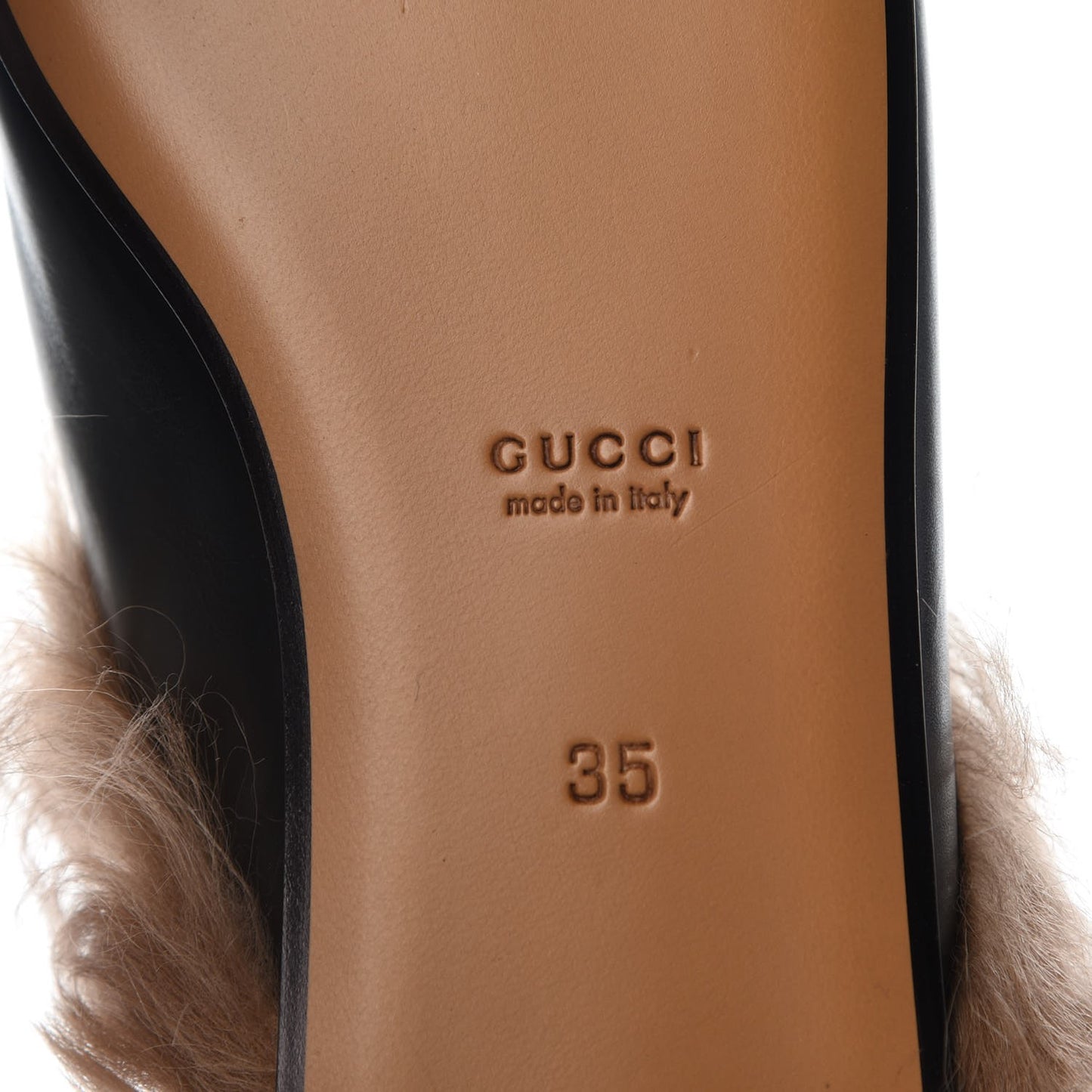 Calfskin Fur Womens Princetown Slippers 35 Black