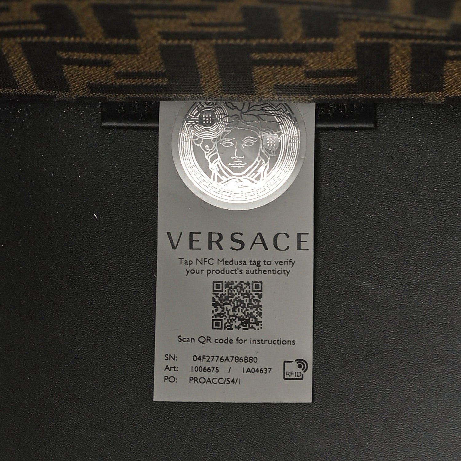 Fendi X VERSACE Calfskin Plexiglass Fendace FF Baroque Print Medium Fendi Sunshine Shopper Tote Black Gold 6 of 10
