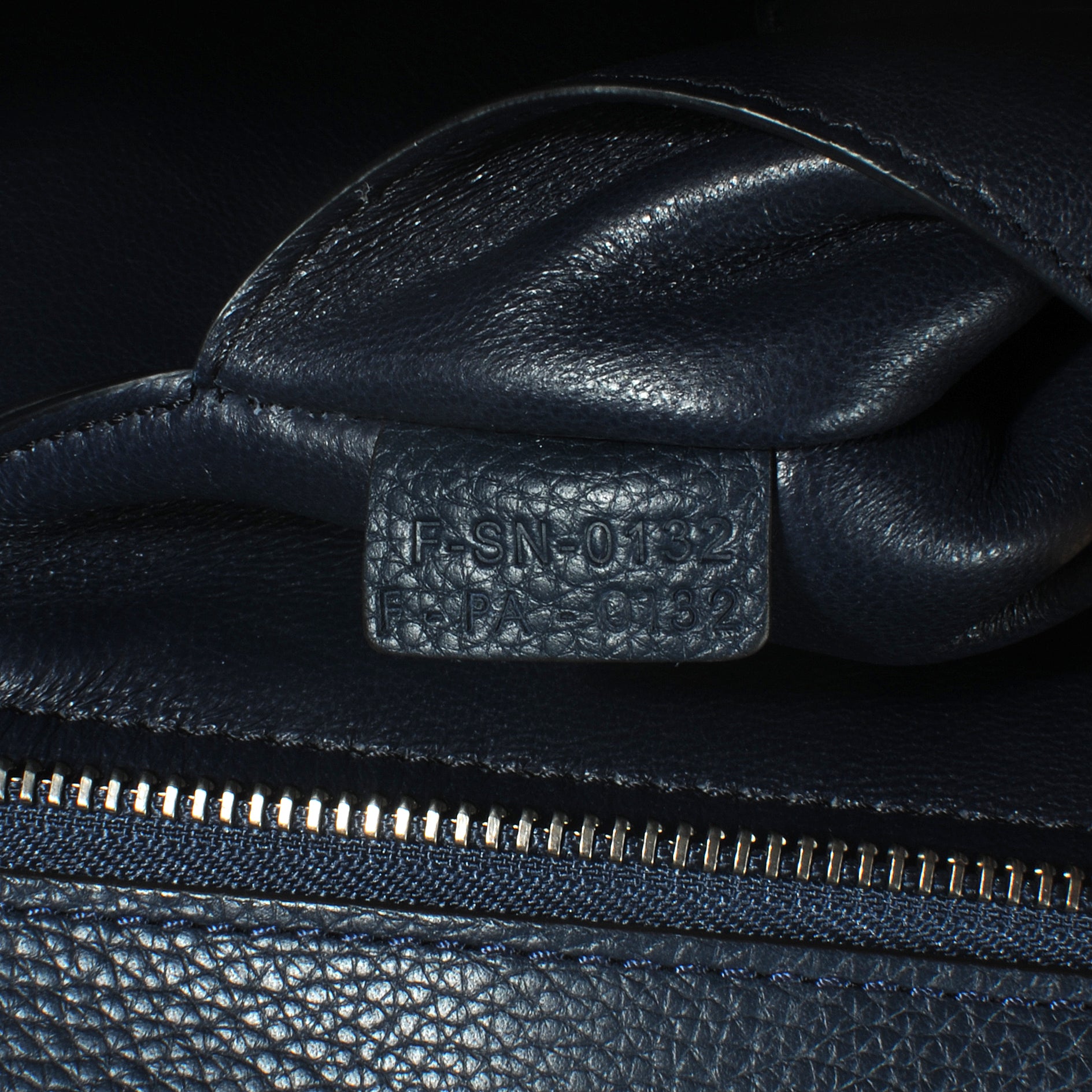 Celine Drummed Leather and Suede Small Trapeze Navy 7 of 8