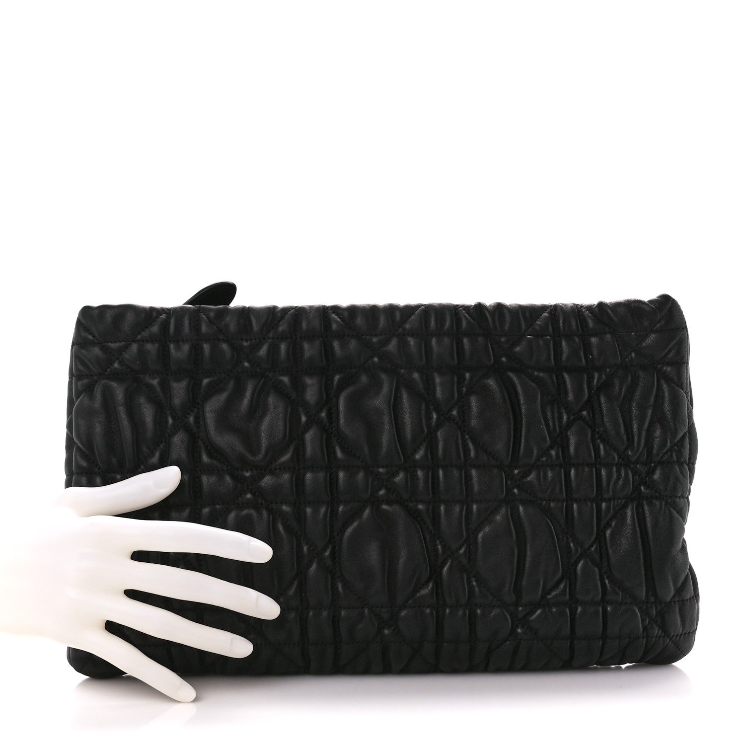 Christian Dior Lambskin Cannage Pouch Black 2 of 12