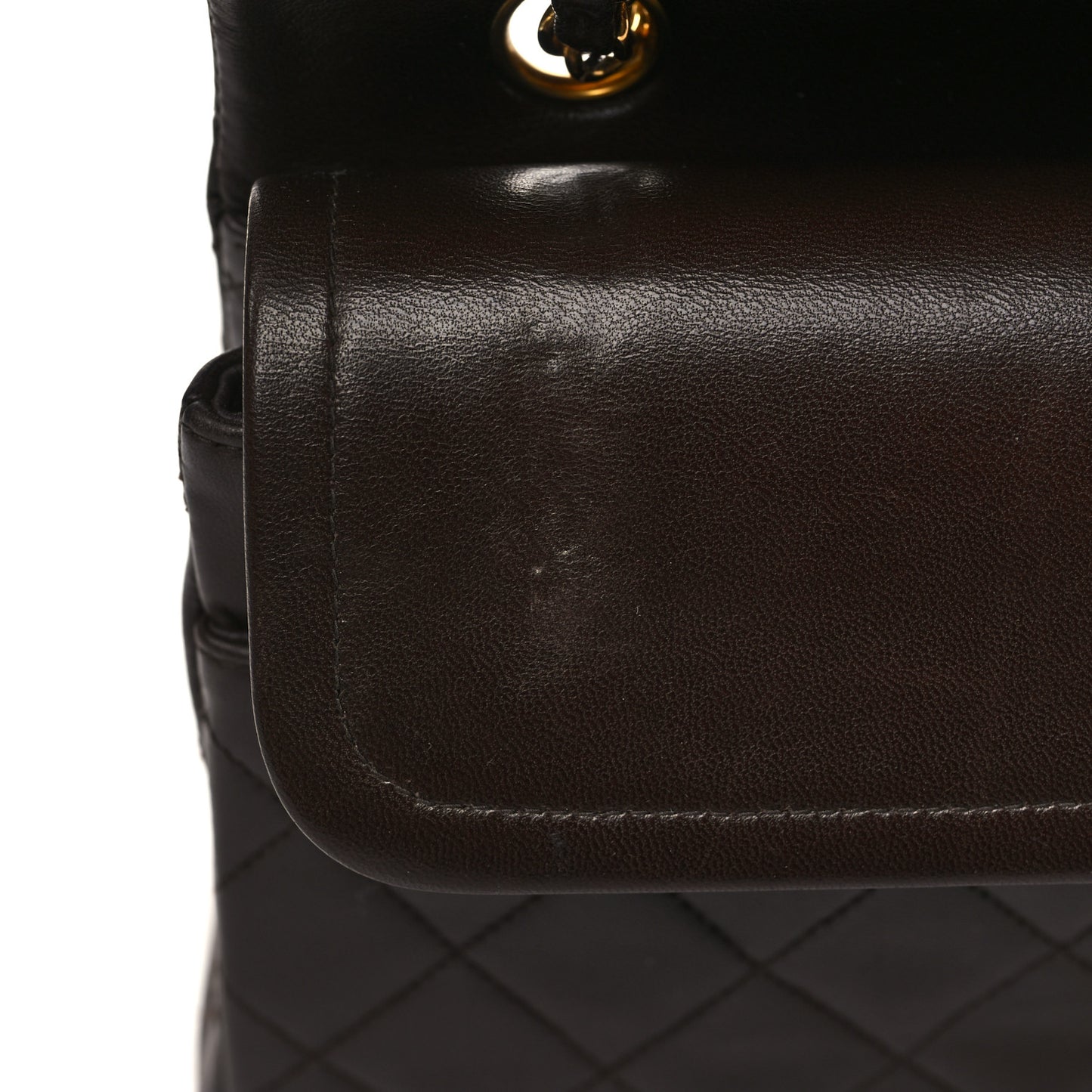 Lambskin Quilted Medium Double Flap Brown