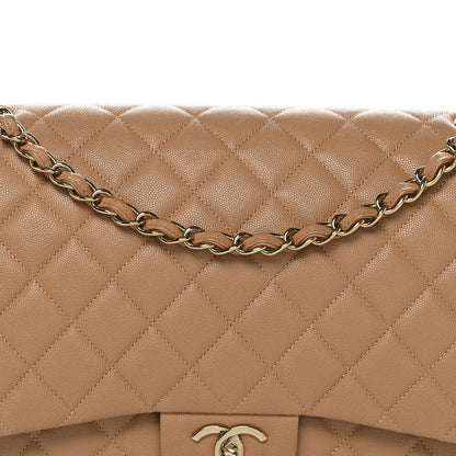Chanel Caviar Quilted Maxi Double Flap Dark Beige 5 of 12