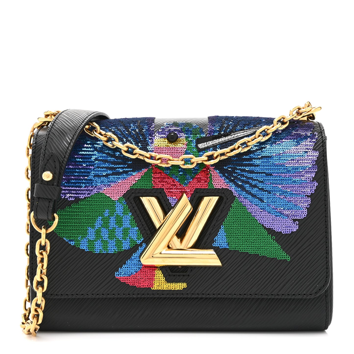 Epi Sequin Bird Twist Shoulder Bag MM Black