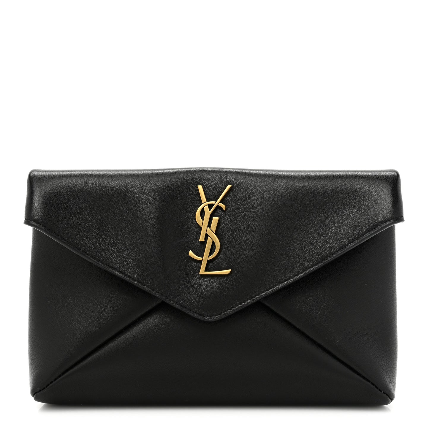 Lambskin Small Cassandre Envelope Pouch Black