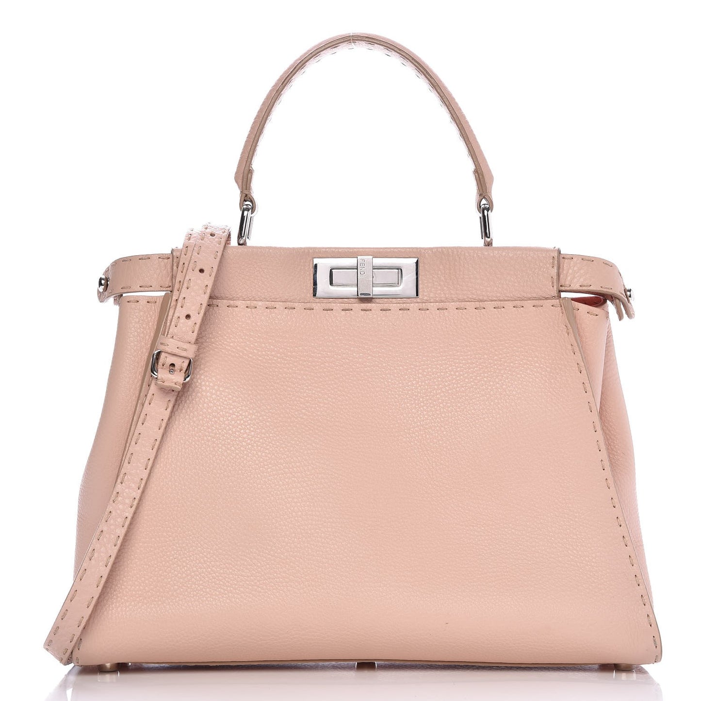 Cuoio Romano Selleria Bi-Color Medium Peekaboo Iconic Satchel Rosa Plaster Pesca