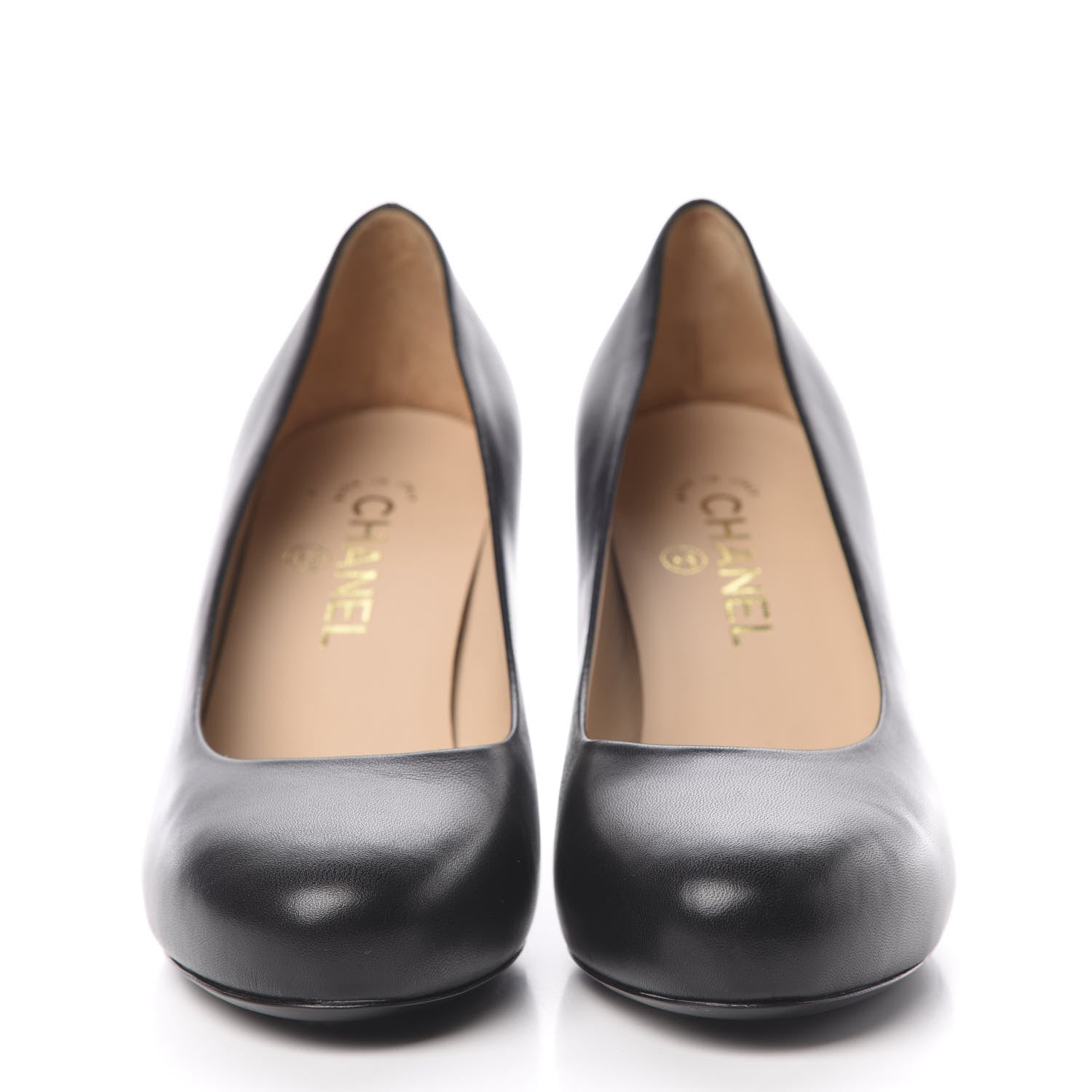 Chanel Lambskin CC Pumps 37.5 Black 2 of 8