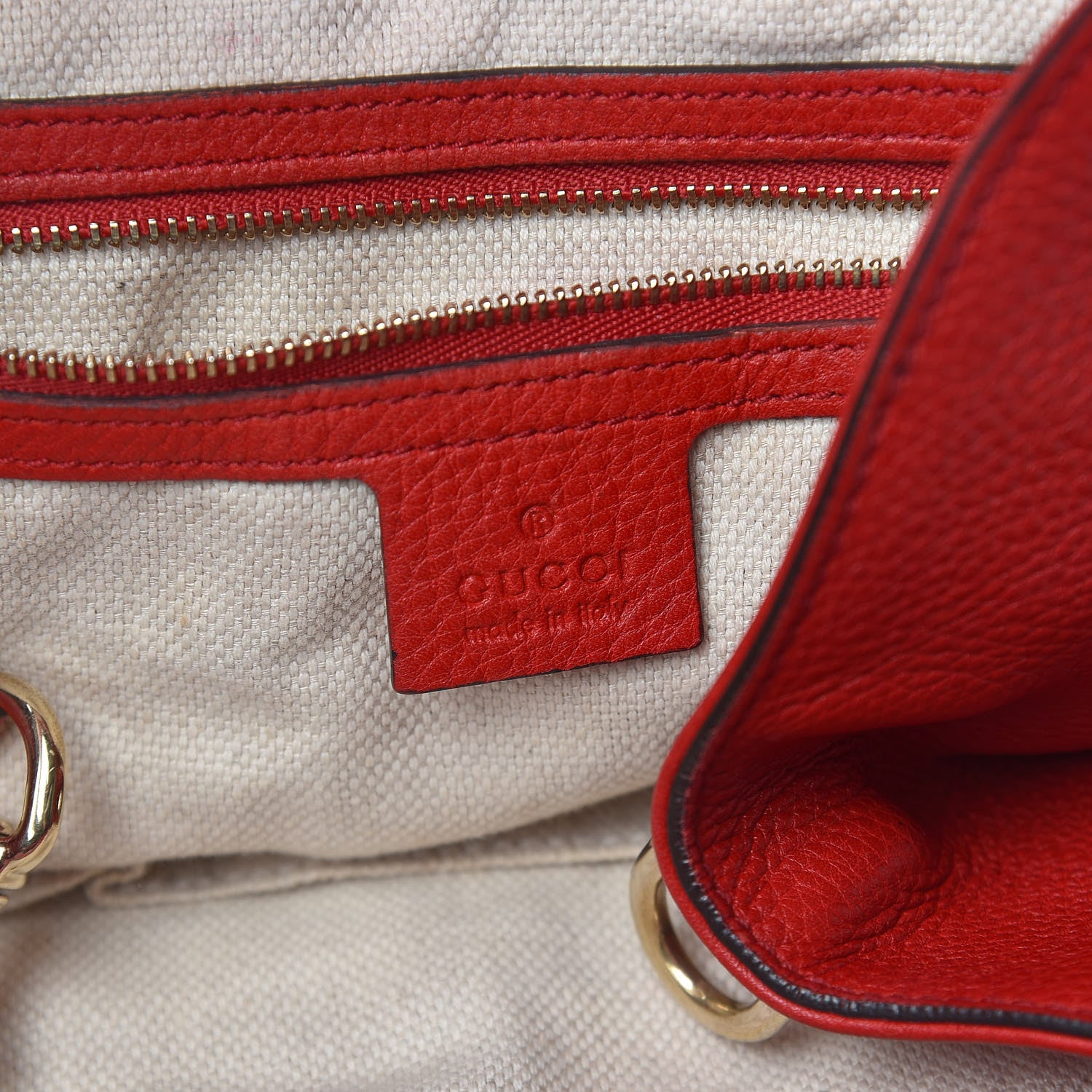 Gucci Pebbled Calfskin Medium Soho Shoulder Bag Red 8 of 11
