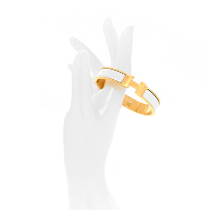 Hermes Enamel Narrow Clic Clac H Bracelet GM White 2 of 5