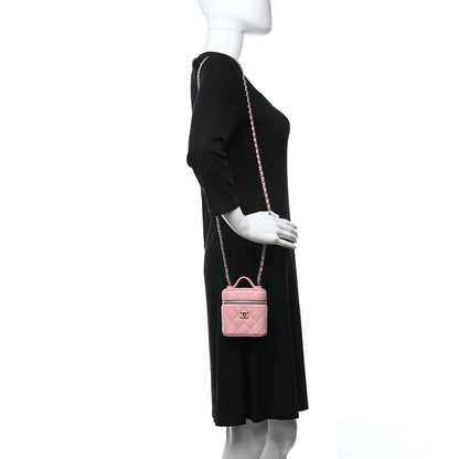 Chanel Caviar Quilted Small Handle With Care Vanity Case With Chain Pink 2 of 9
