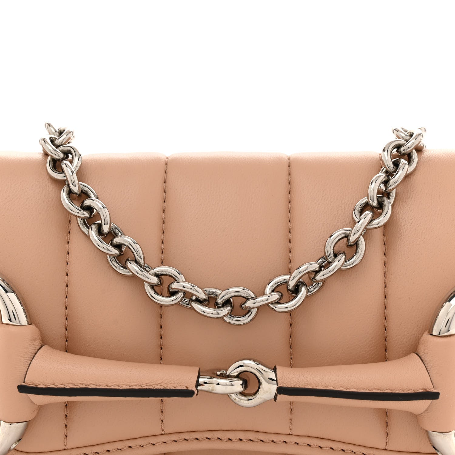 Gucci Nappa Vertical Matelasse Small Maxi Horsebit Chain Shoulder Bag Beige 8 of 10