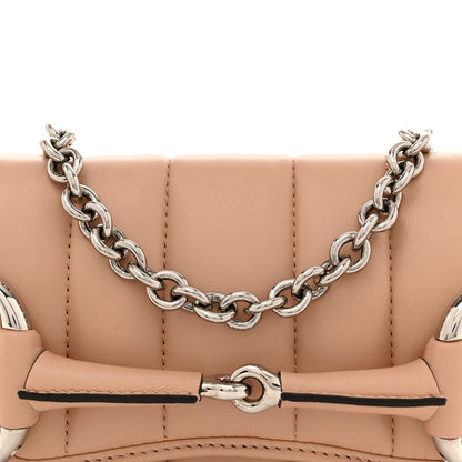 Gucci Nappa Vertical Matelasse Small Maxi Horsebit Chain Shoulder Bag Beige 8 of 10