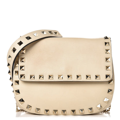 Valentino Garavani Vitello Rockstud Crossbody Saddle Bag Ivory 1 of 12