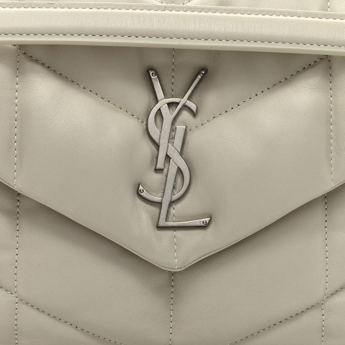 Lambskin Quilted Small Loulou Puffer Monogram Chain Satchel Crema Soft