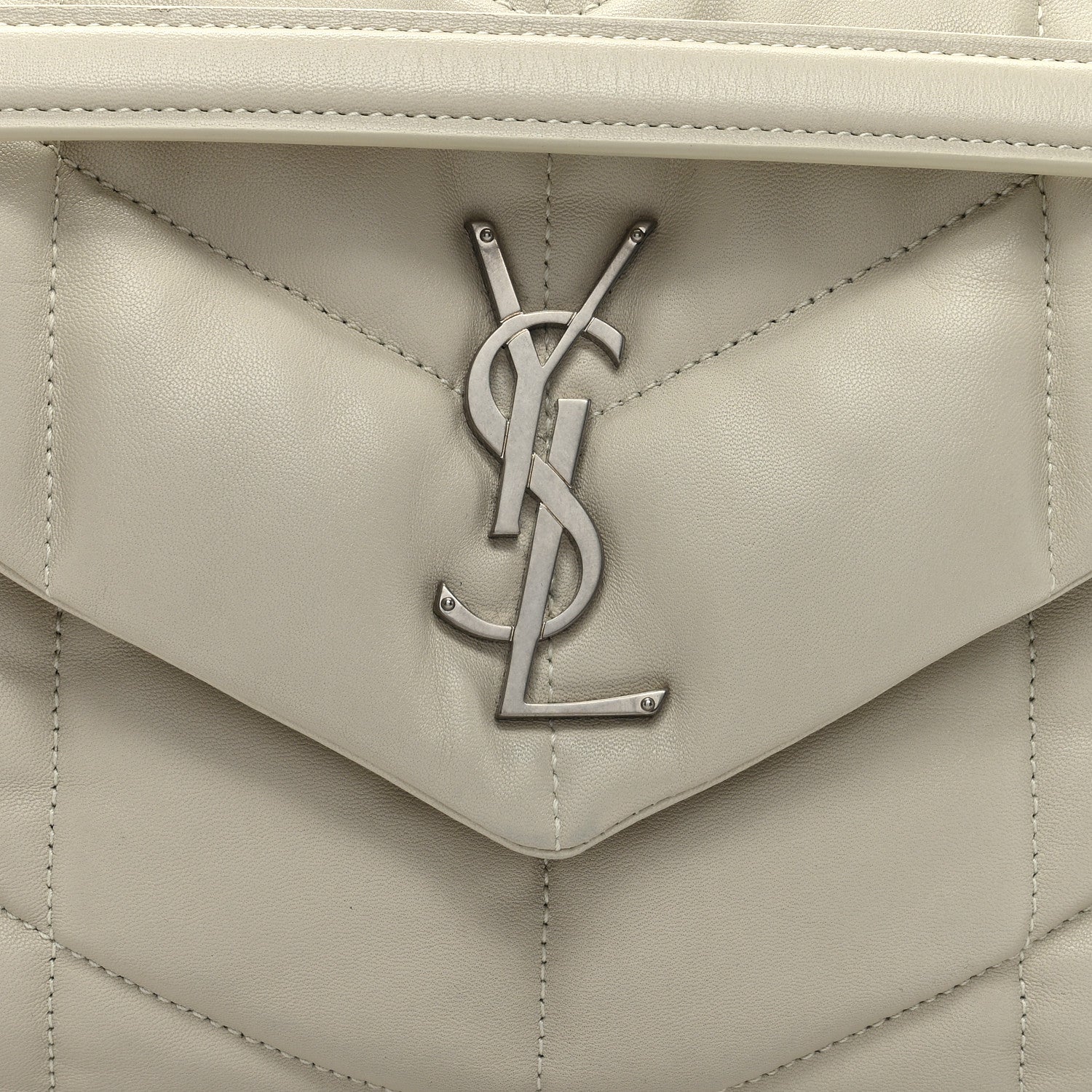 Saint Laurent Lambskin Quilted Small Loulou Puffer Monogram Chain Satchel Crema Soft 7 of 9