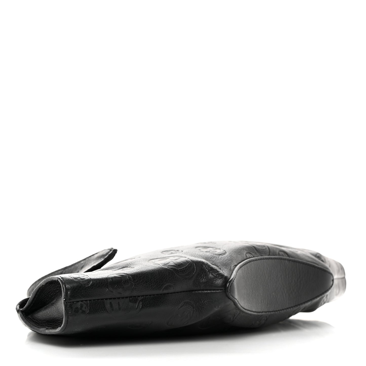 Calfskin Skull Embossed De Manta Clutch Black