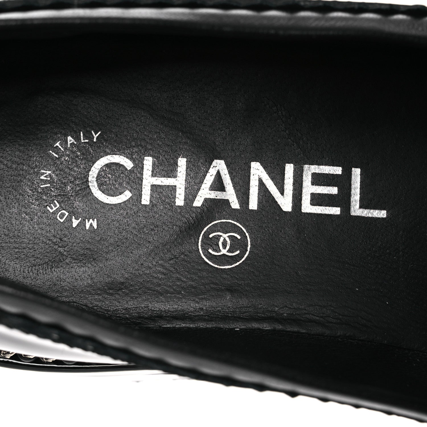 Chanel Patent Lambskin CC Chain Mocassin Loafers 37 Black 9 of 11
