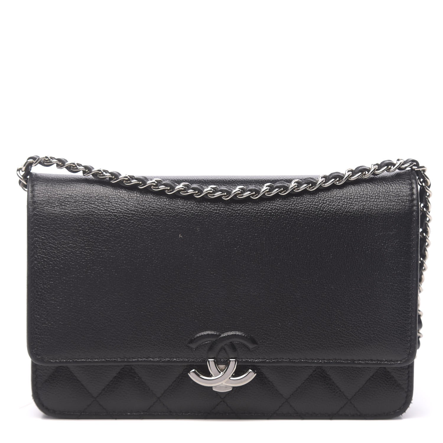 Chanel Grained Calfskin Quilted CC Box Wallet On Chain WOC Black 1 of 13