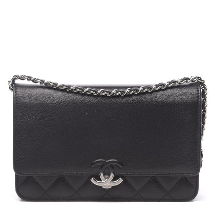 Chanel Grained Calfskin Quilted CC Box Wallet On Chain WOC Black 1 of 13