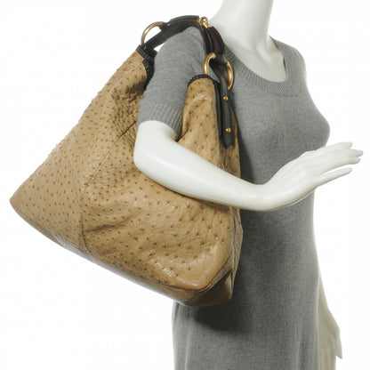 Gucci Ostrich Large Horsebit Chain Beige 2 of 7