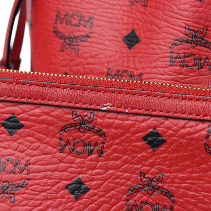 MCM Visetos Medium Liz Reversible Shopper Tote Ruby Red 8 of 16