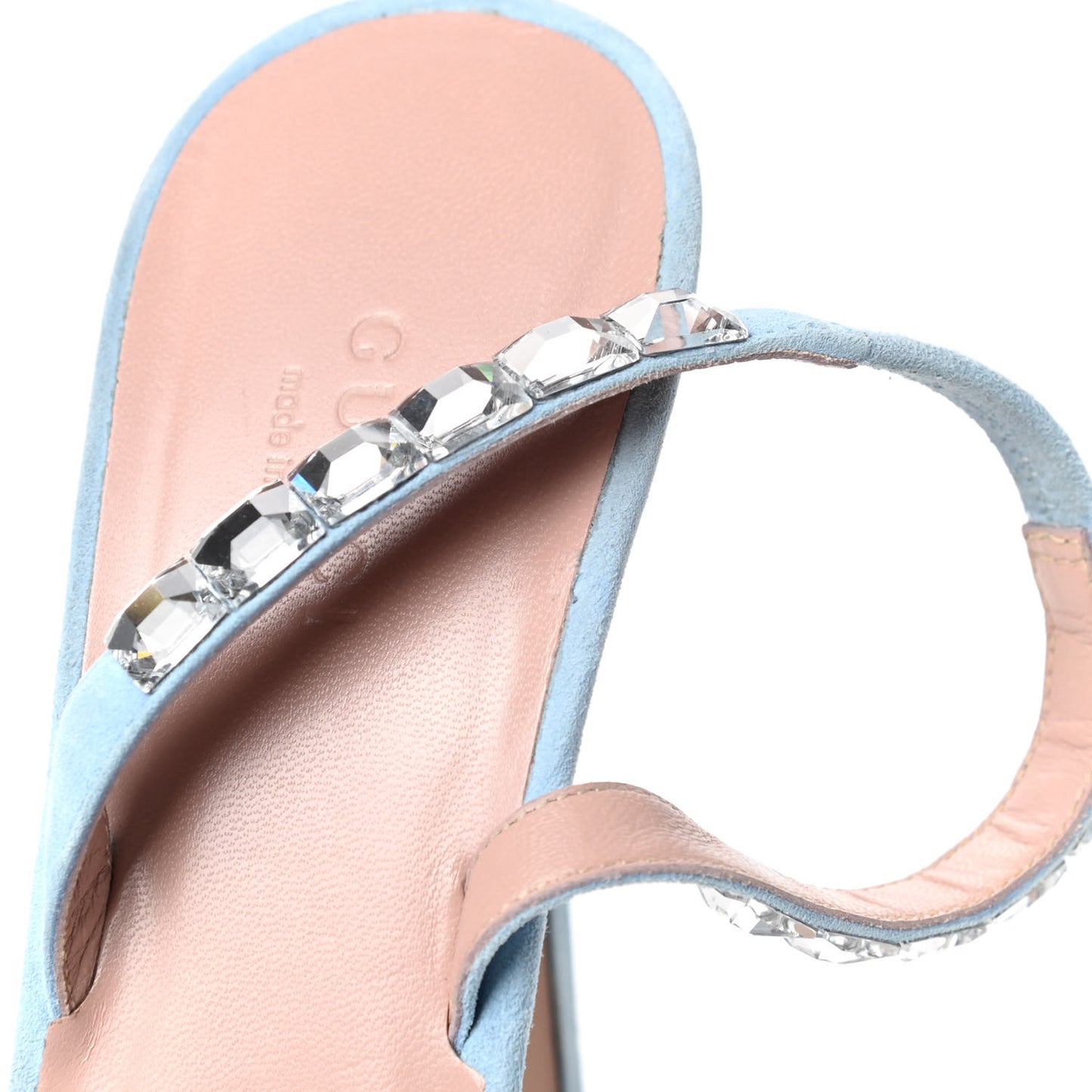 Crystal Kid Scamosciato Mallory Slingback Sandals 38.5 Transparent Mineral Blue