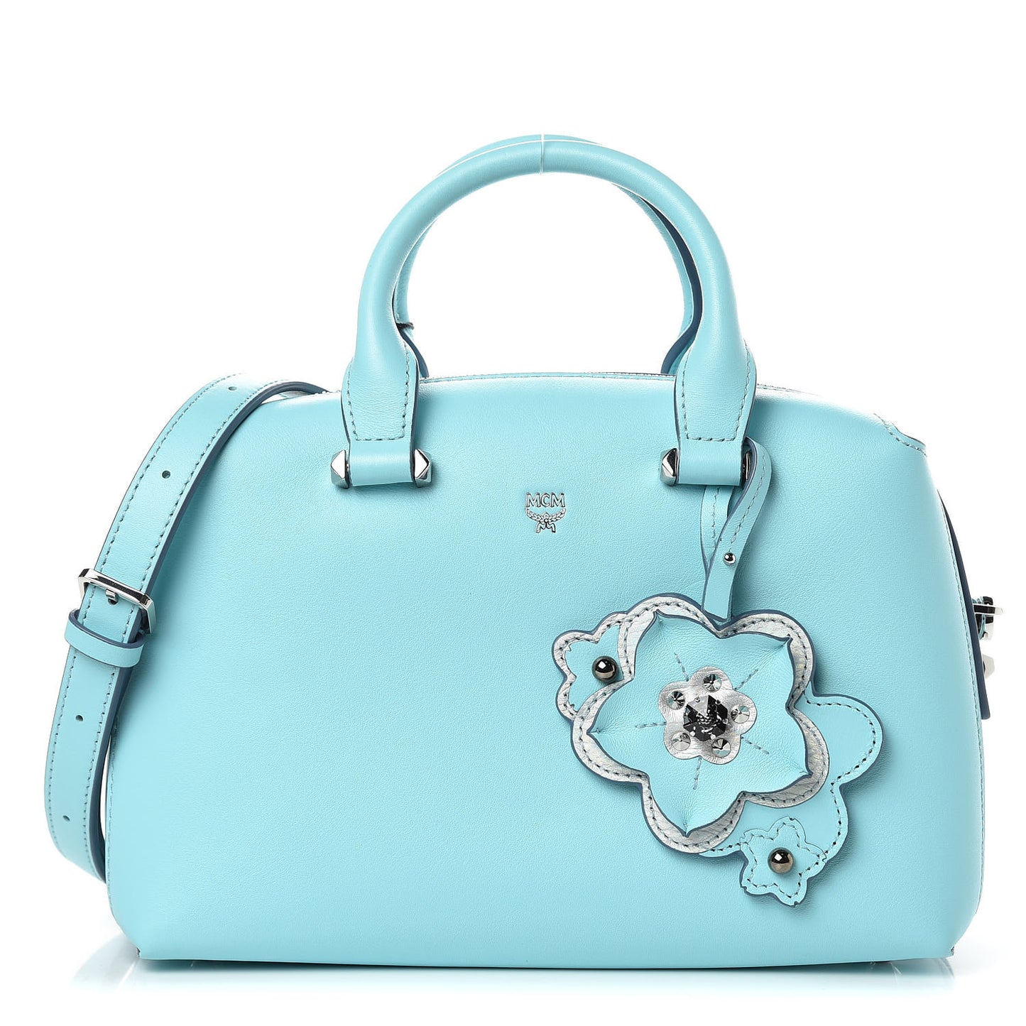 Calfskin Small Cherry Blossom Ella Boston Liquid Blue