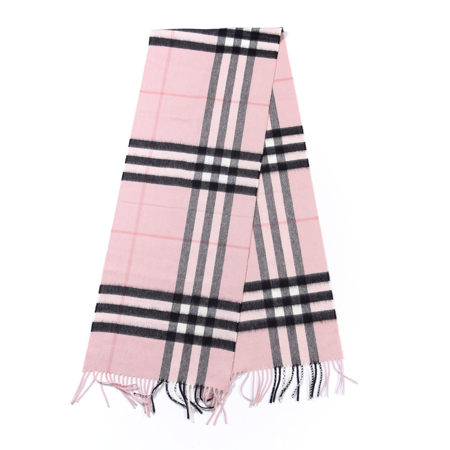 Burberry Cashmere Giant Icon Check Fringe Scarf Ash Rose 2 of 7