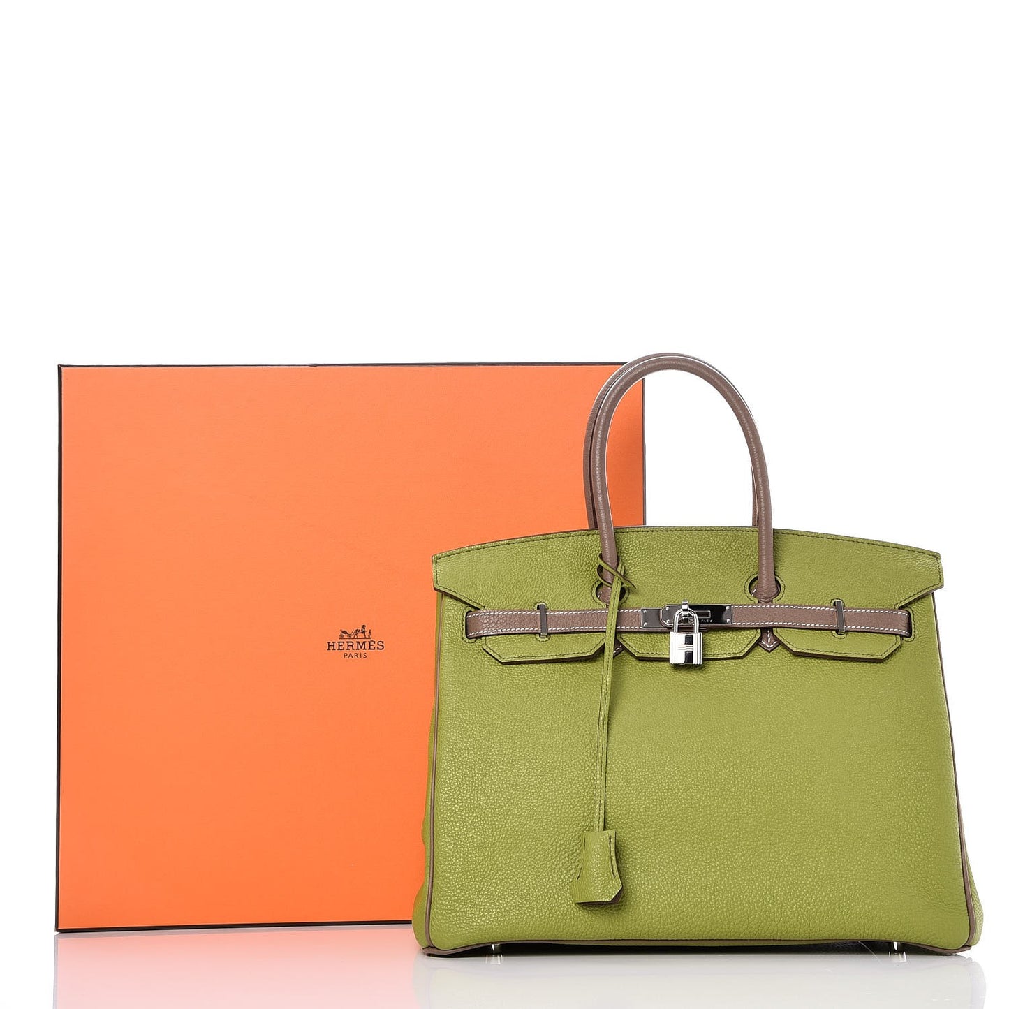 Togo Bi Color Horseshoe Birkin 35 Vert Anis Etoupe