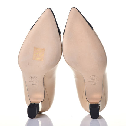 Chanel Lambskin Grosgrain Cap Toe CC Pumps 36.5 Beige Black 5 of 9