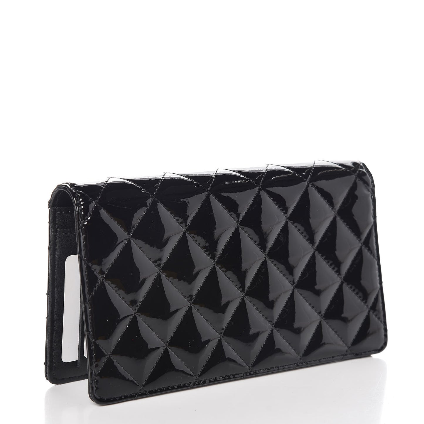 Patent Quilted Brilliant Yen Wallet Black