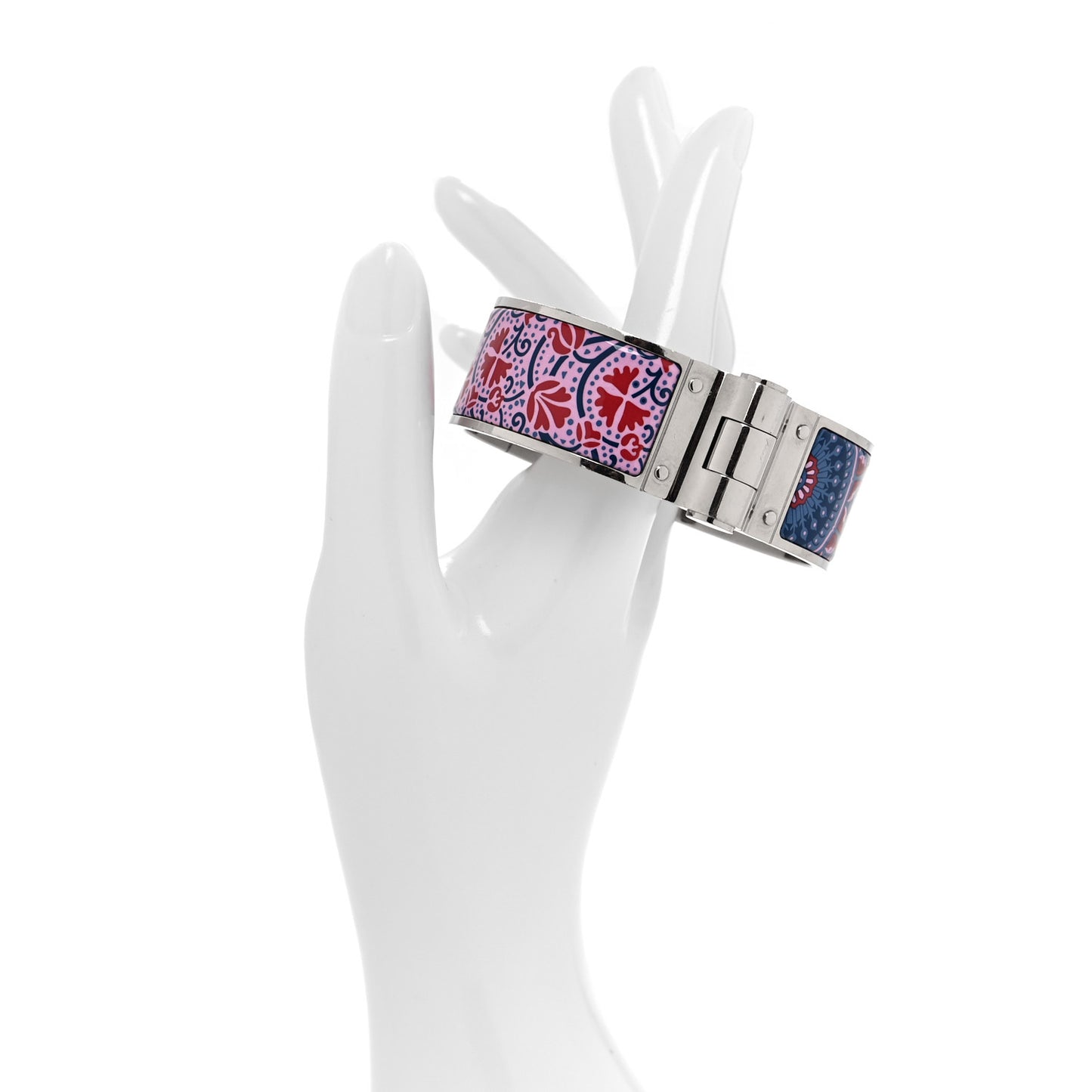 ERMES Enamel Printed Wide Cachemire Fleuri Hinged Bracelet M Surnaturel