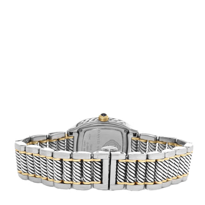 David Yurman Stainless Steel 18K Yellow Gold Diamond Mother of Pearl 25mm Thoroughbred Quartz Watch 3 of 5