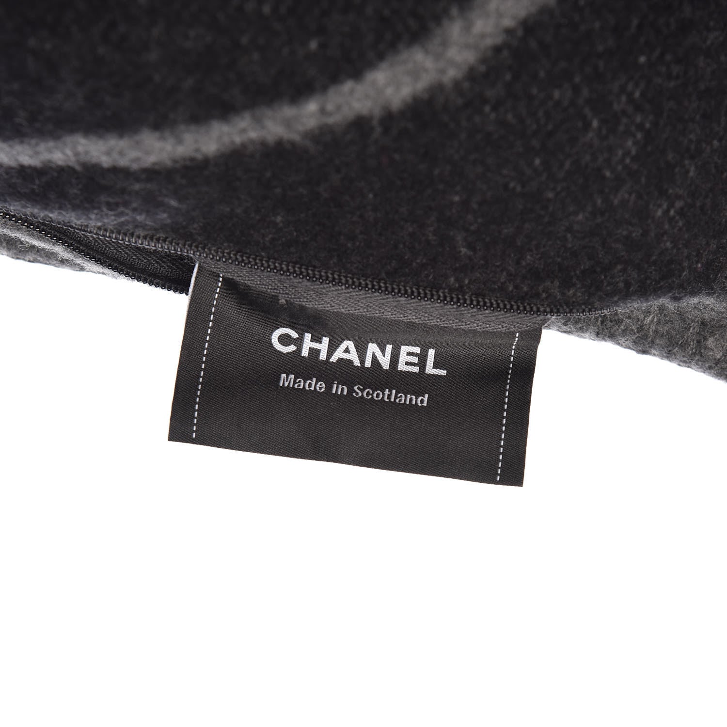 Chanel Merino Wool Cashmere CC Pillow Black Grey 5 of 5