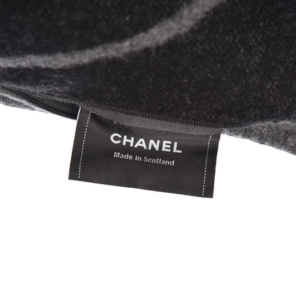 Chanel Merino Wool Cashmere CC Pillow Black Grey 5 of 5