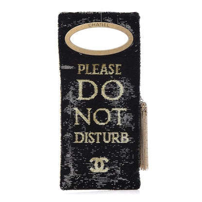 Chanel Sequin Do Not Disturb Minaudiere Clutch Black Gold 1 of 12