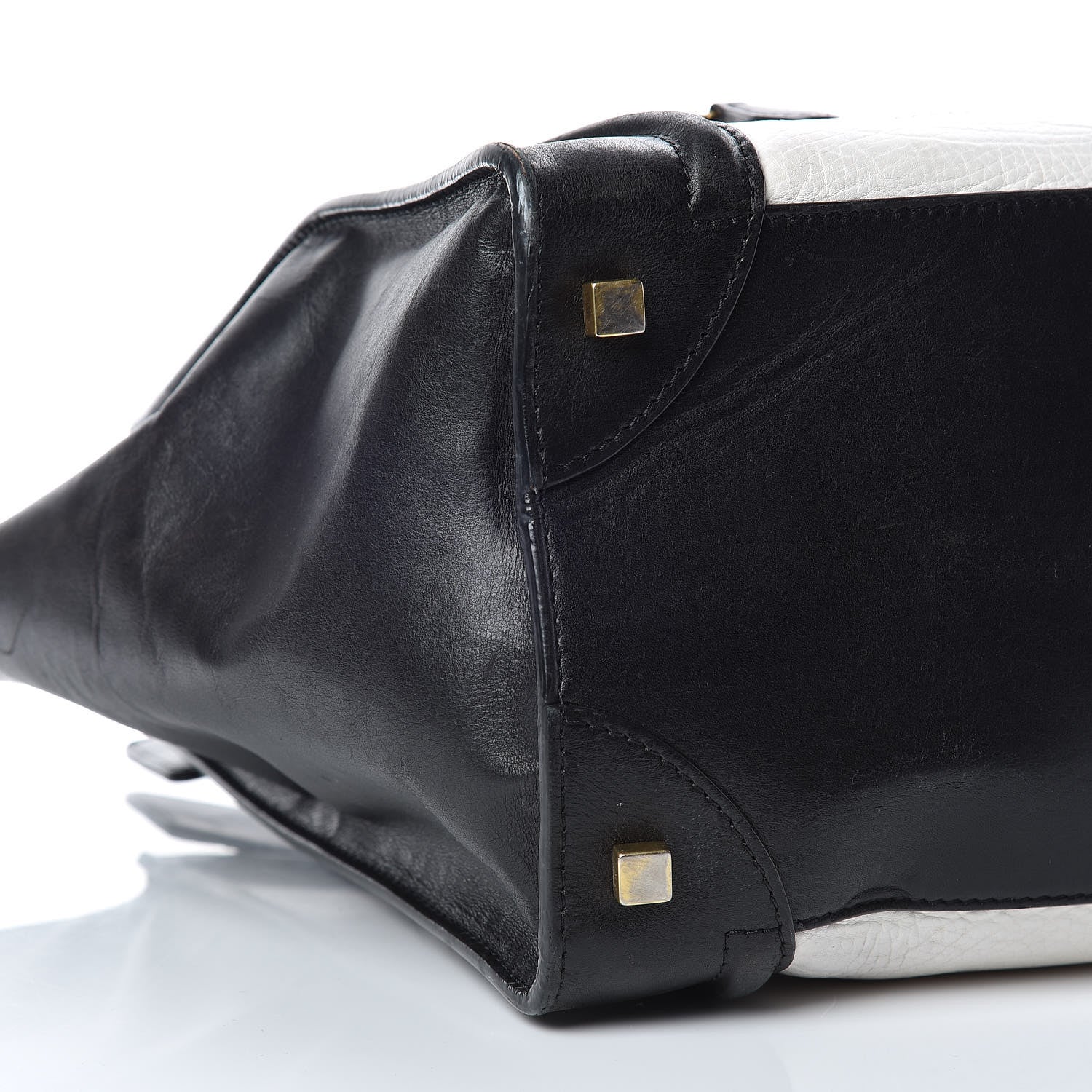 Celine Smooth Calfskin Shrunken Lambskin Mini Bi-Color Luggage Black White 15 of 31