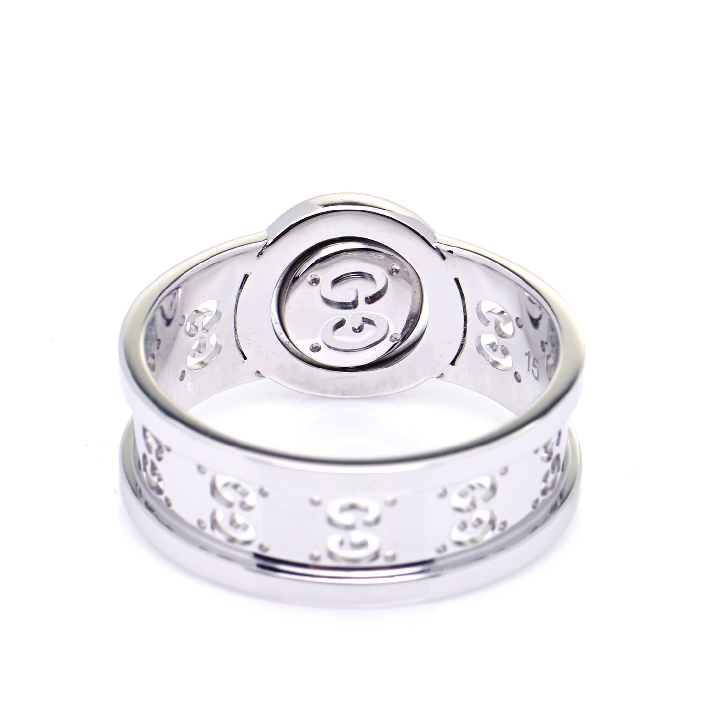 18K White Gold Diamond 10mm Icon Twirl Band Ring 54 7