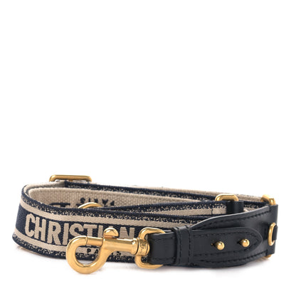 Christian Dior Canvas Embroidered Shoulder Strap Blue 1 of 4