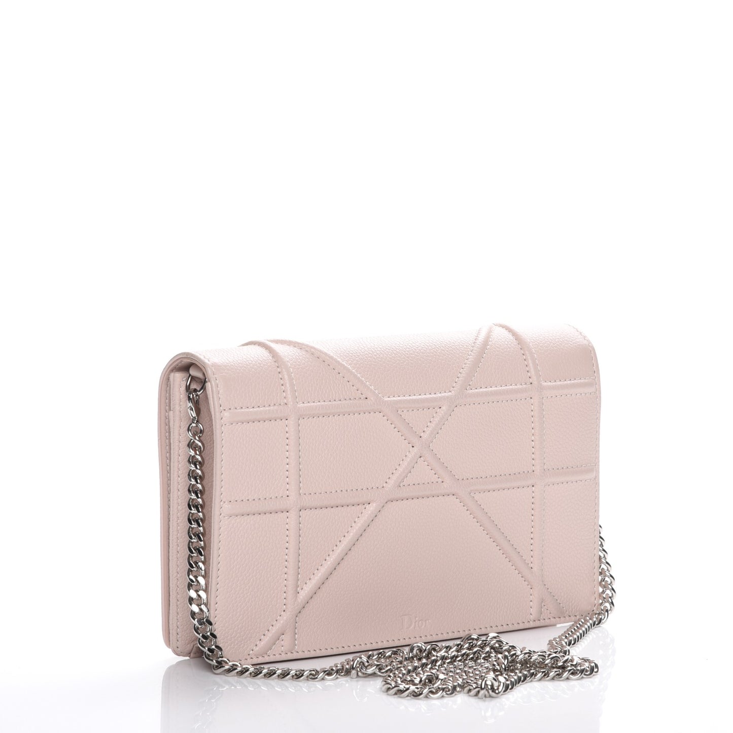 Grained Calfskin Diorama Wallet on Chain Pouch Rose Poudre