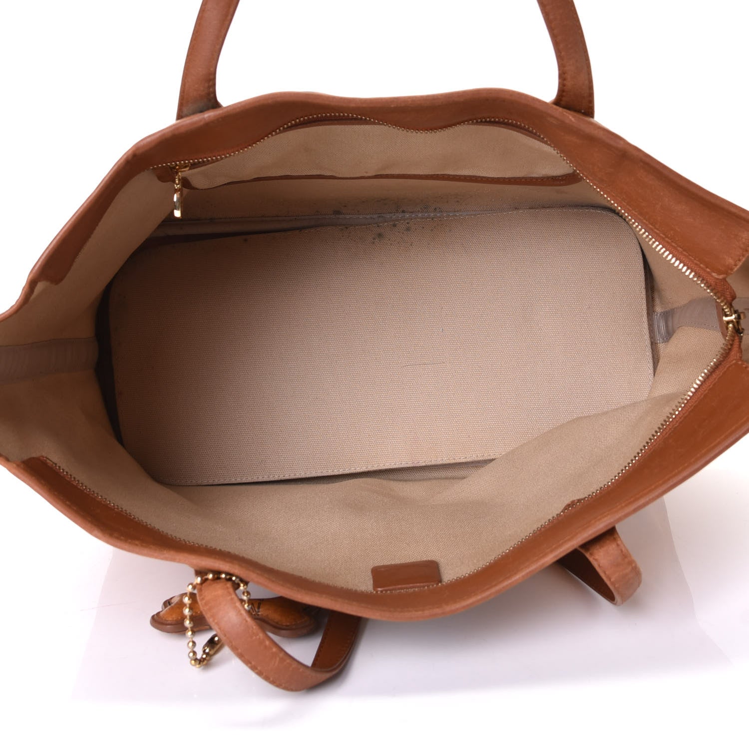 MCM Visetos Dog Bone Striped Shopper Tote Cognac 4 of 9