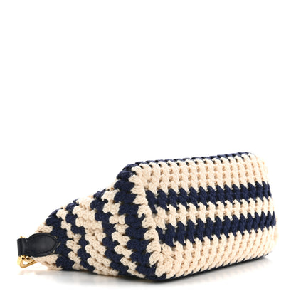 Miu Miu Fabric Crochet Pouch Blue White 4 of 11