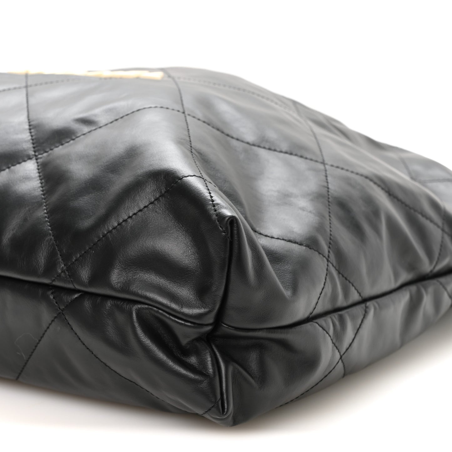 Calfskin Quilted Large Chanel 22 Black White