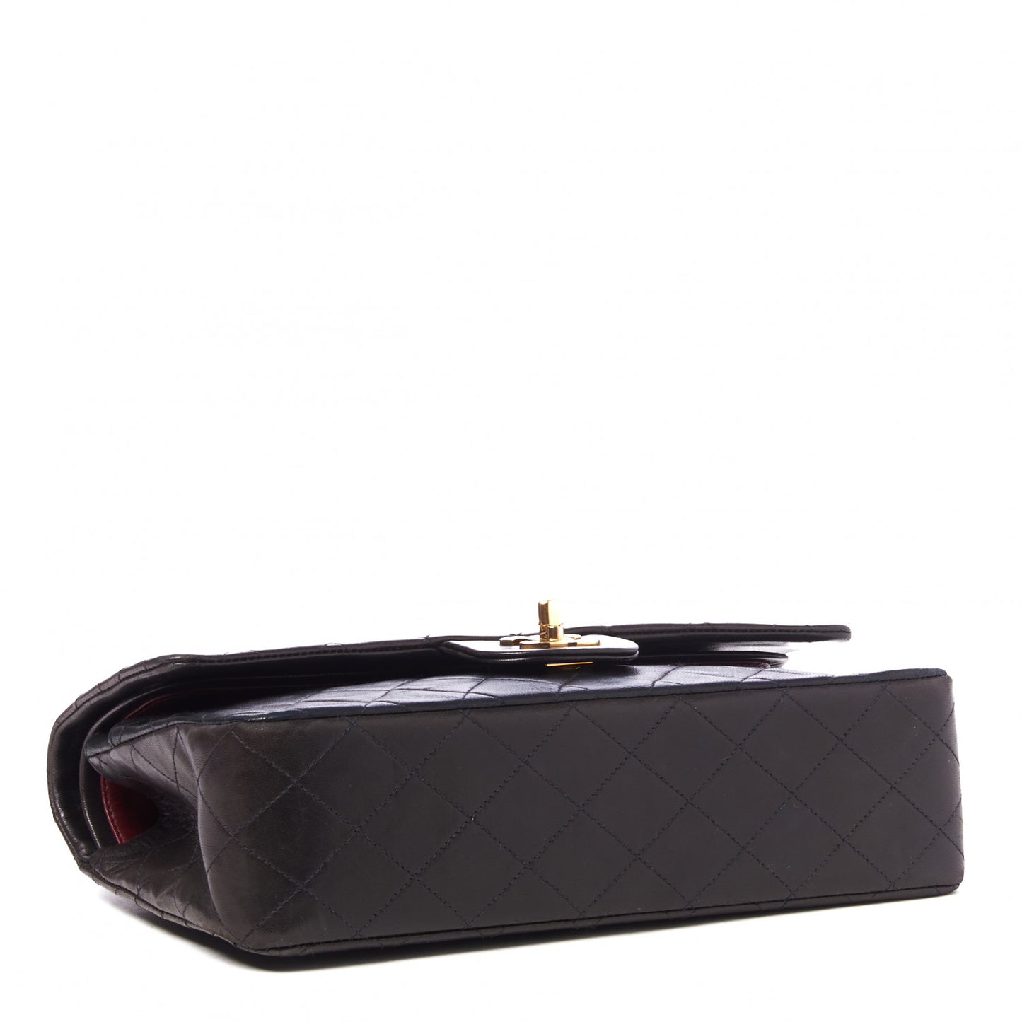 Lambskin Quilted Medium Double Flap Black
