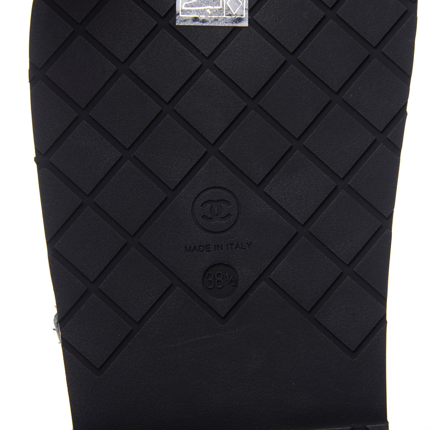 Satin Lambskin Chain Flat Sandals 38.5 Black