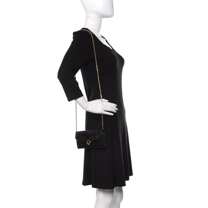 Fendi Vitello Vernice Mou F is Fendi Continental Envelope Wallet On Chain Black 2 of 10